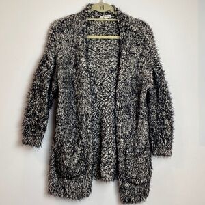 Miracle S/M Oversized Open Front Cardigan Black White